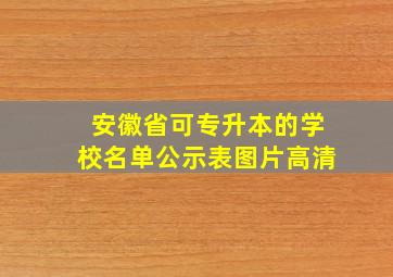 安徽省可专升本的学校名单公示表图片高清