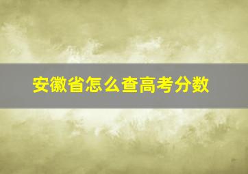 安徽省怎么查高考分数