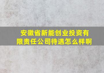 安徽省新能创业投资有限责任公司待遇怎么样啊