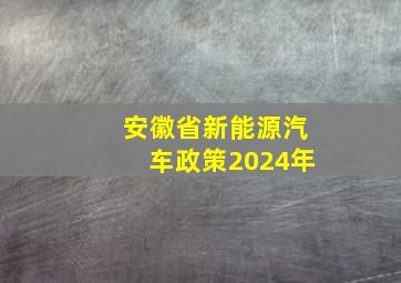 安徽省新能源汽车政策2024年