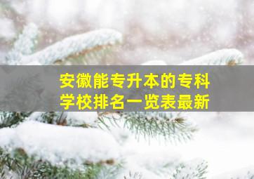 安徽能专升本的专科学校排名一览表最新