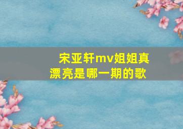 宋亚轩mv姐姐真漂亮是哪一期的歌