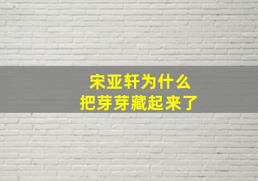 宋亚轩为什么把芽芽藏起来了