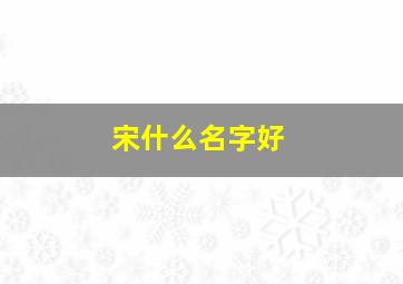 宋什么名字好