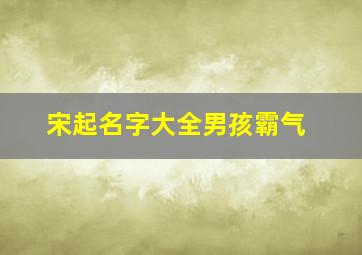 宋起名字大全男孩霸气