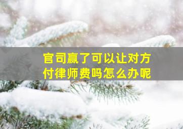 官司赢了可以让对方付律师费吗怎么办呢