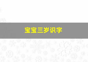 宝宝三岁识字