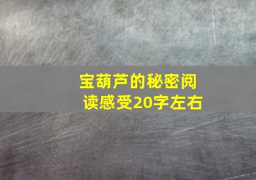 宝葫芦的秘密阅读感受20字左右