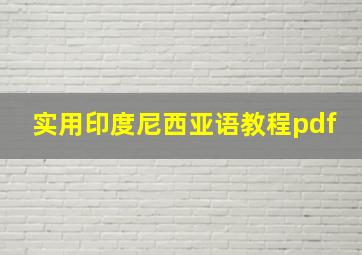 实用印度尼西亚语教程pdf