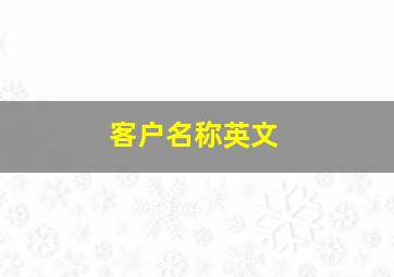 客户名称英文