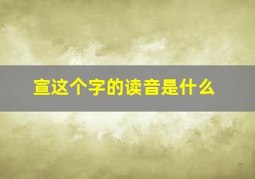 宣这个字的读音是什么