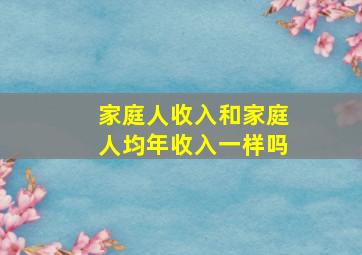 家庭人收入和家庭人均年收入一样吗