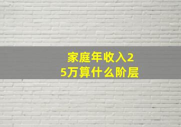 家庭年收入25万算什么阶层