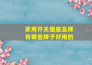 家用开关插座品牌有哪些牌子好用的