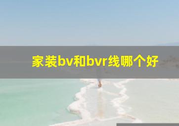 家装bv和bvr线哪个好