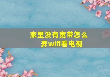 家里没有宽带怎么弄wifi看电视