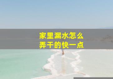 家里漏水怎么弄干的快一点