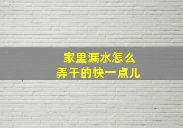 家里漏水怎么弄干的快一点儿