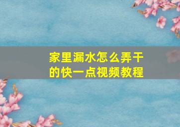 家里漏水怎么弄干的快一点视频教程