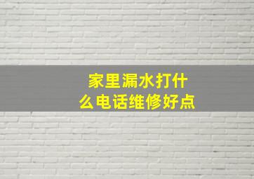 家里漏水打什么电话维修好点