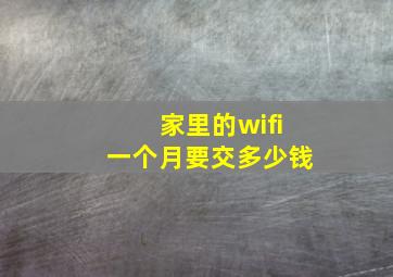 家里的wifi一个月要交多少钱