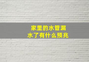 家里的水管漏水了有什么预兆