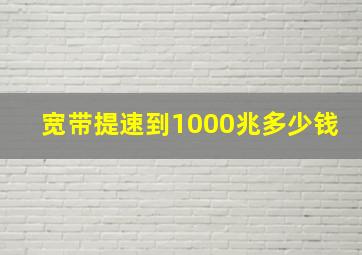 宽带提速到1000兆多少钱