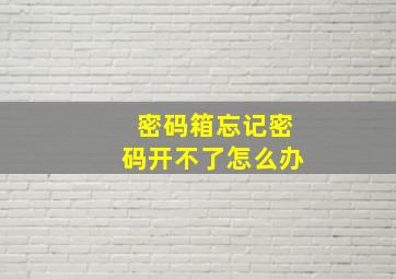 密码箱忘记密码开不了怎么办