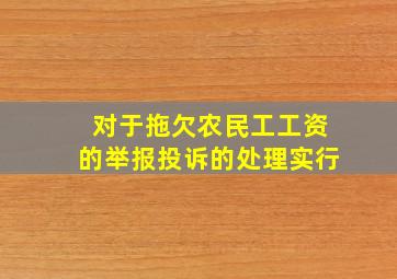 对于拖欠农民工工资的举报投诉的处理实行