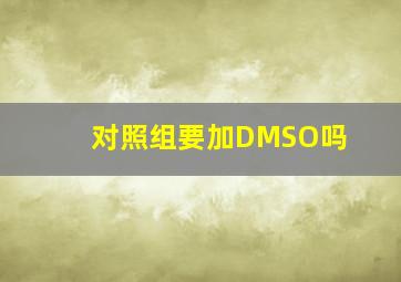 对照组要加DMSO吗