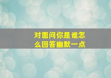 对面问你是谁怎么回答幽默一点