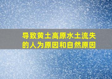 导致黄土高原水土流失的人为原因和自然原因