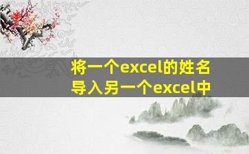 将一个excel的姓名导入另一个excel中