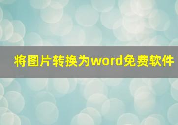 将图片转换为word免费软件