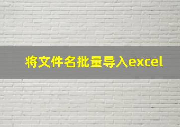 将文件名批量导入excel