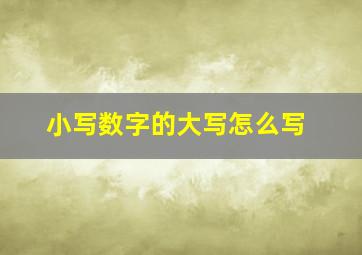 小写数字的大写怎么写