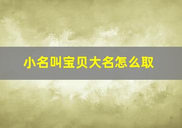 小名叫宝贝大名怎么取