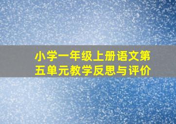 小学一年级上册语文第五单元教学反思与评价