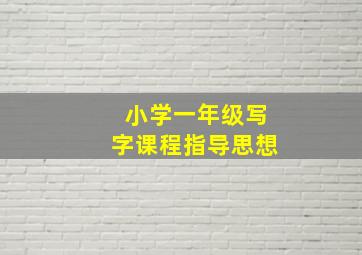 小学一年级写字课程指导思想