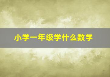 小学一年级学什么数学