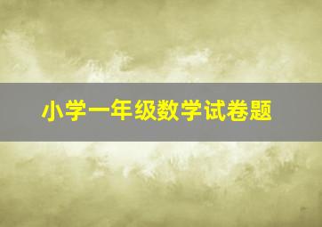 小学一年级数学试卷题