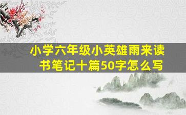 小学六年级小英雄雨来读书笔记十篇50字怎么写