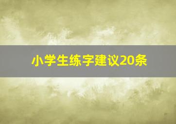 小学生练字建议20条