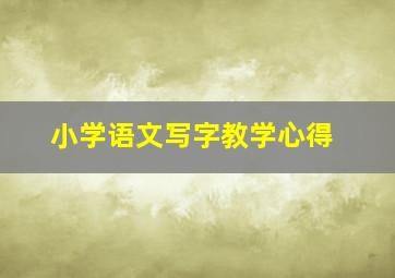 小学语文写字教学心得