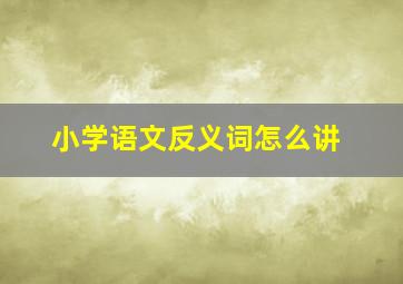 小学语文反义词怎么讲