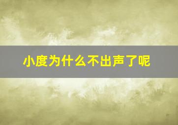 小度为什么不出声了呢