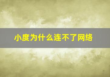 小度为什么连不了网络