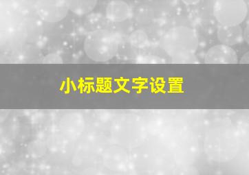 小标题文字设置