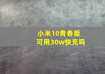 小米10青春版可用30w快充吗