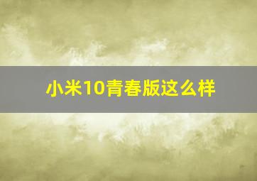 小米10青春版这么样